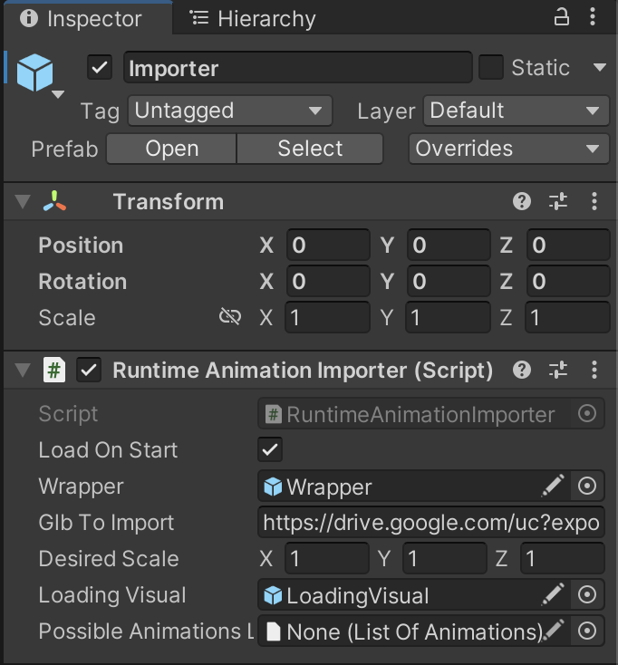 Unity GLTFAnimation Importer