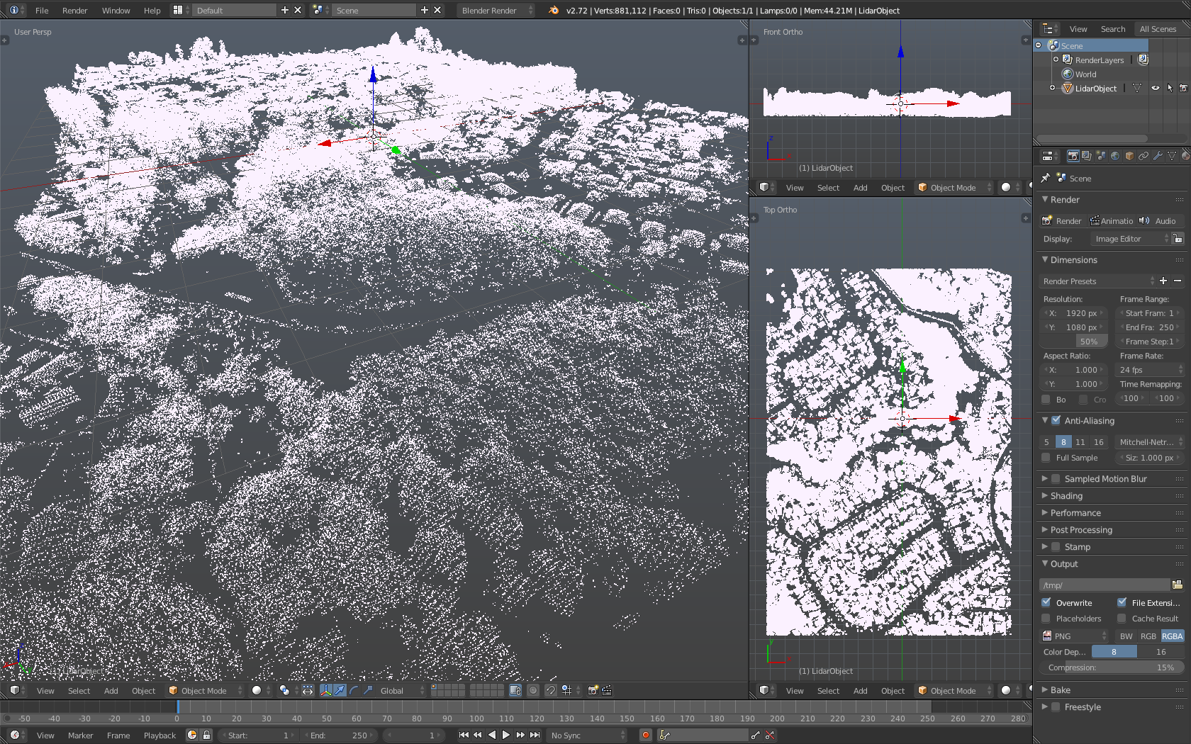 Screenshot of Imported LiDAR Data