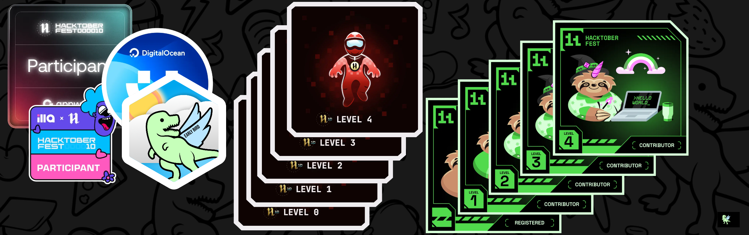 An image of @gmacario's Holopin badges, which is a link to view their full Holopin profile