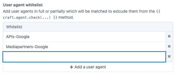 User Agent Whitelist