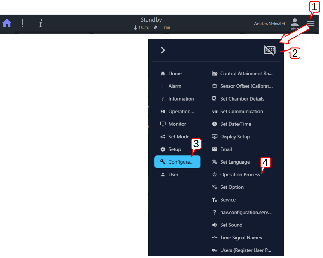 Accessing Operation Process configuration page