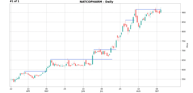 Natcopharm daily chart with horizontal line segments