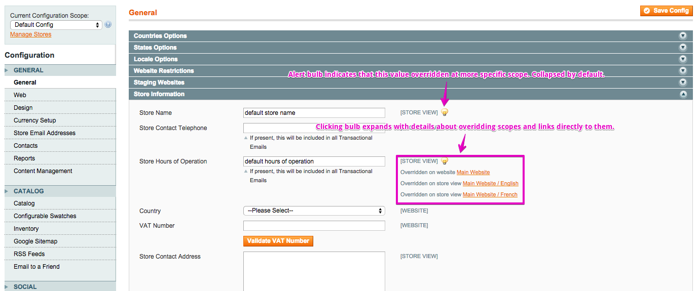 Screenshot of system config scope hints module