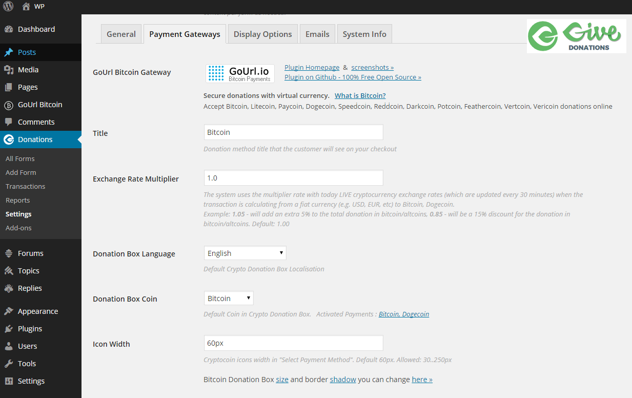 Bitcoin-Settings