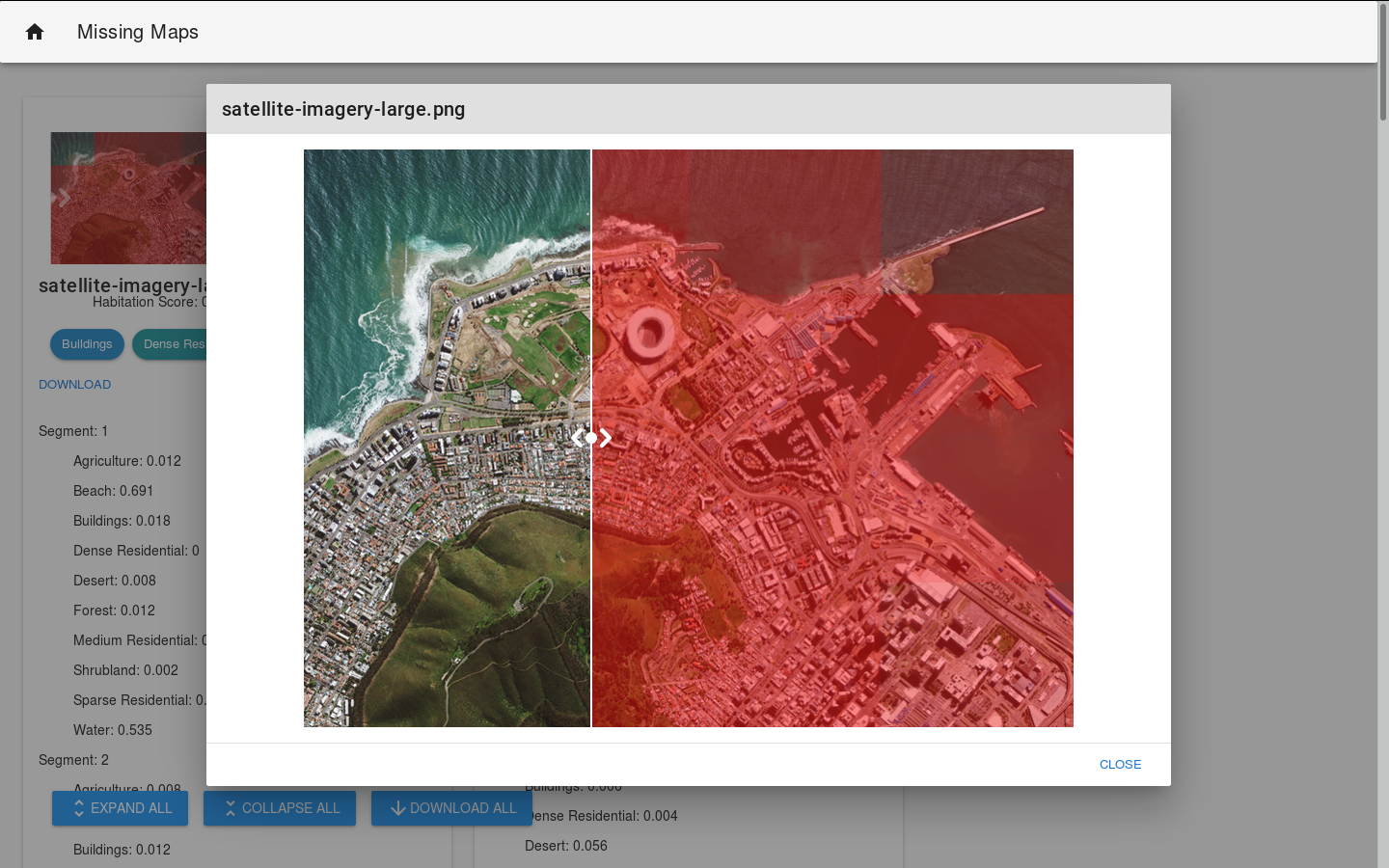 Drag the slider to move the heatmap overlay.