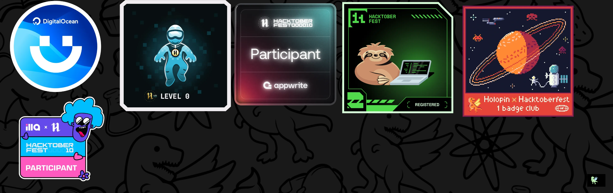 An image of @bharatvivek's Holopin badges, which is a link to view their full Holopin profile