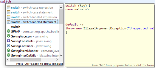 switch labeled statement