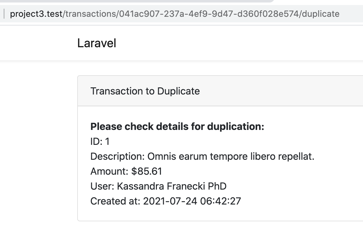 Transactions Duplicate