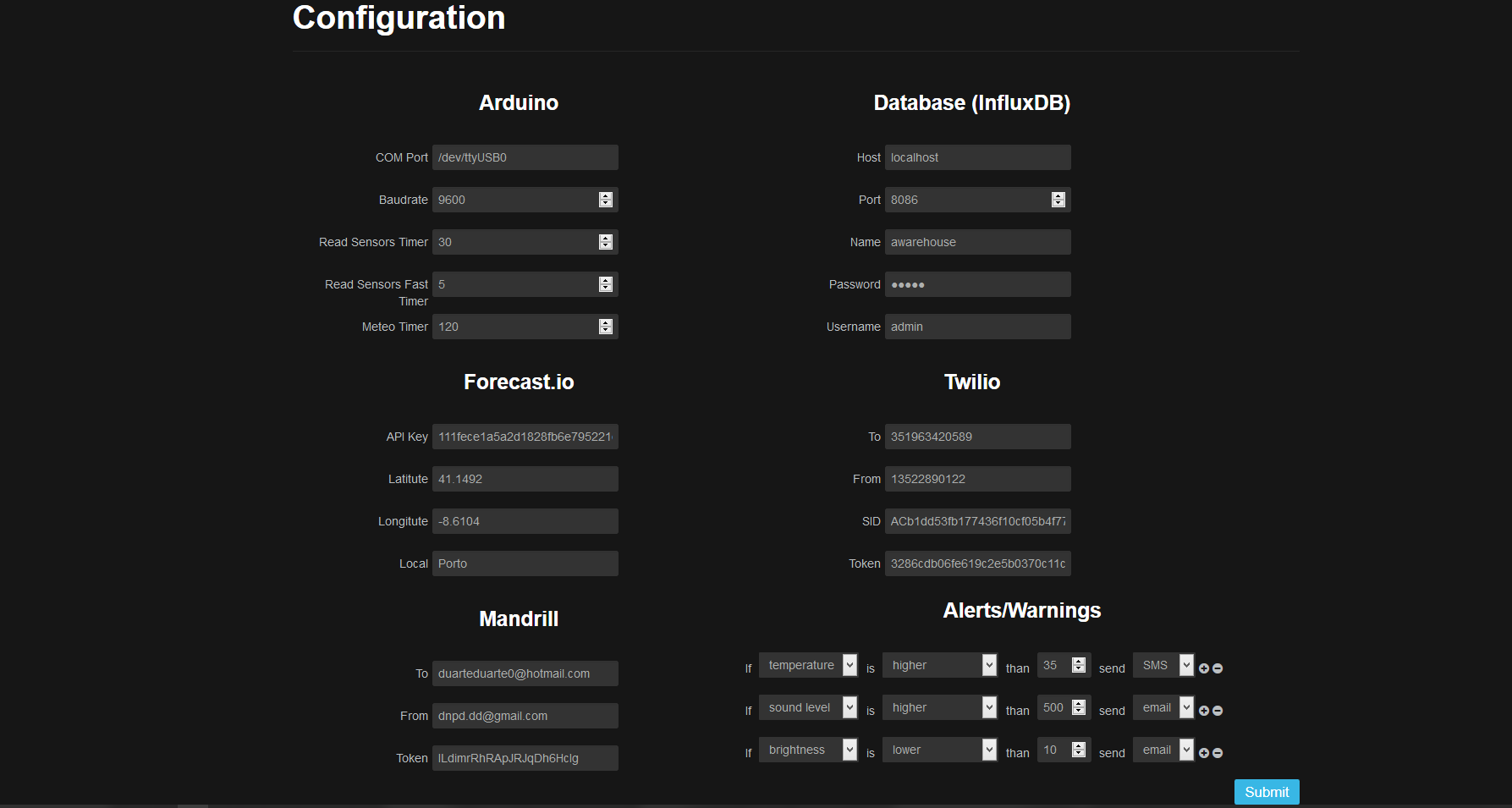 Configuration Dashboard