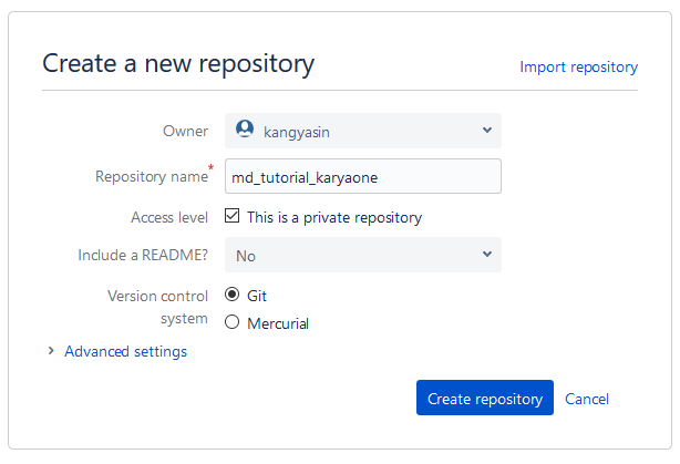 Create new repository