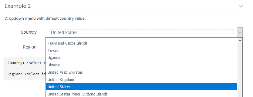 Country-Region DropDown Menu Demo 1