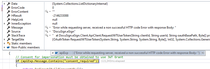Docusing Error while requesting server, received a non successful HTTP ...