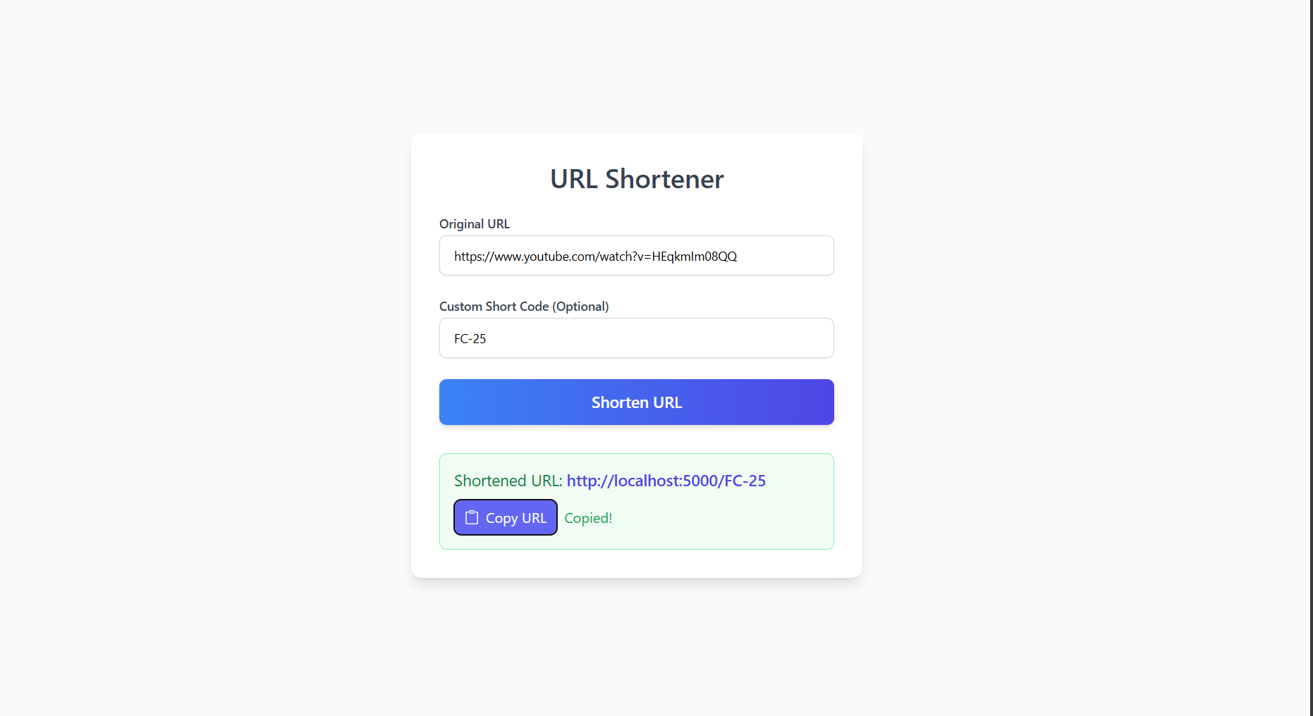 URL Shortener Screenshot