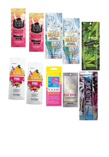 10-new-tanning-lotion-sample-packets-major-brands-bronzer-intensifier-10-assorted-packets-1