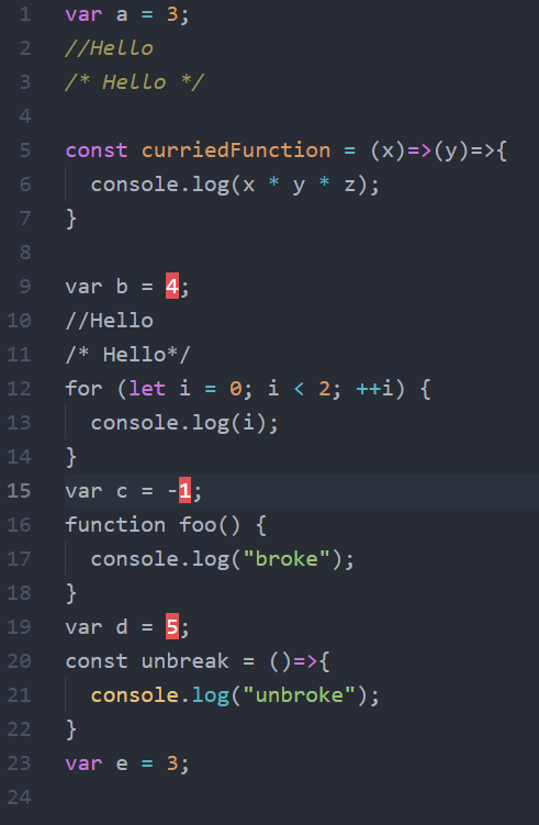 Image of above code as it appears Atom