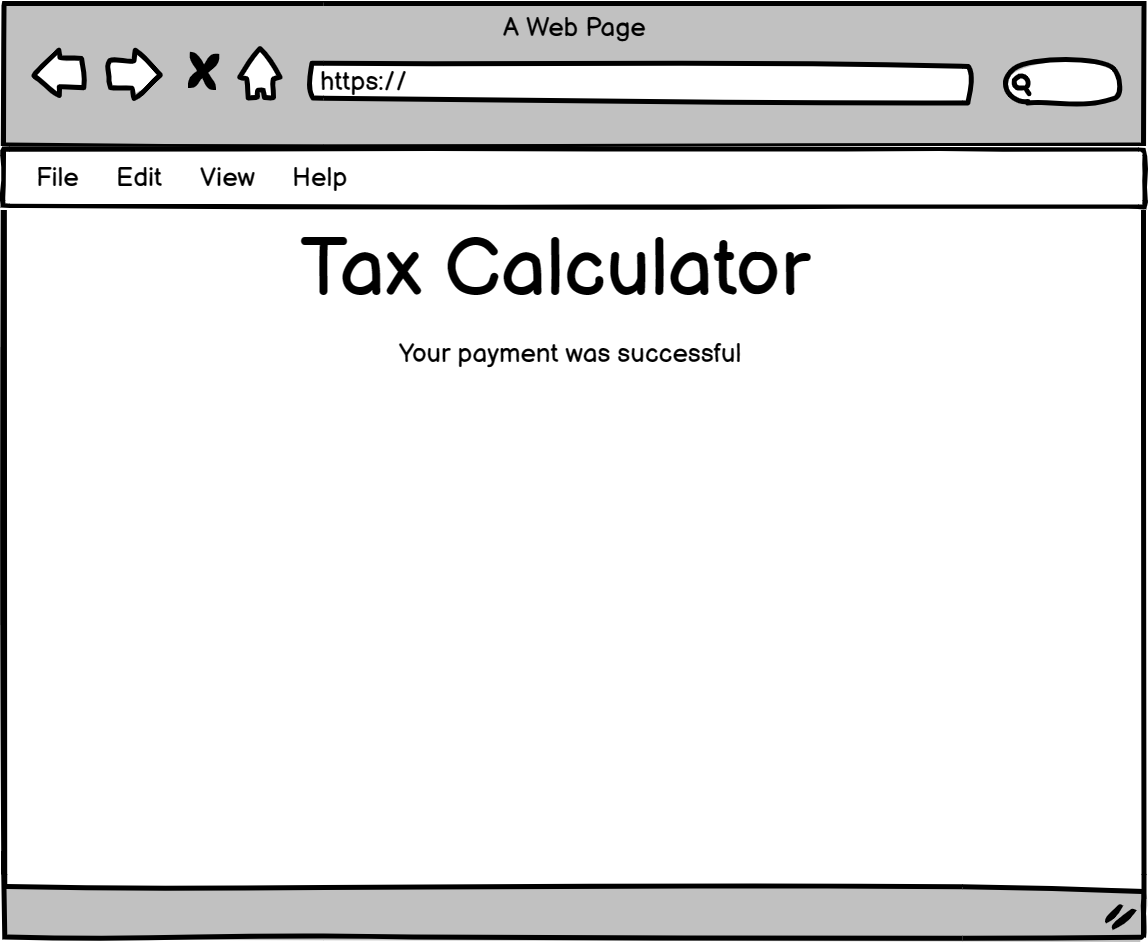 The payment status wireframe