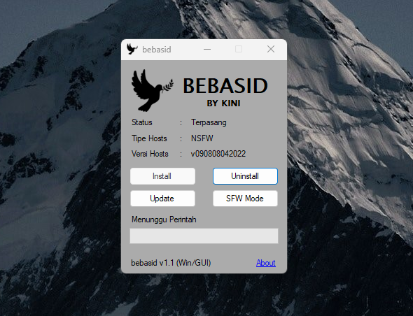 bebasid.exe dijalankan di Windows 10