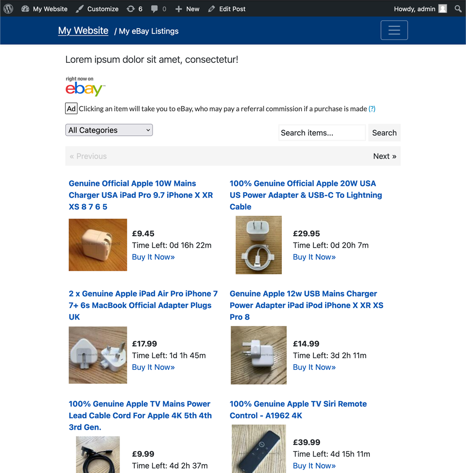 Promote your eBay content on your site.