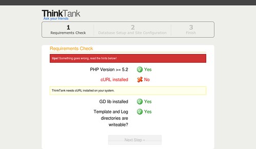 ThinkUp :: Requirements Check Error cURL