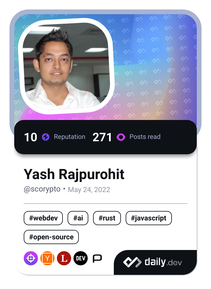 Yash Rajpurohit's Dev Card