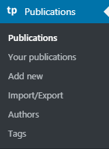 Publication Menu in WordPress