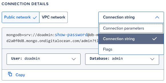 Copy your connection string.