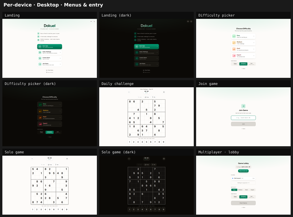 Desktop · Menus & entry