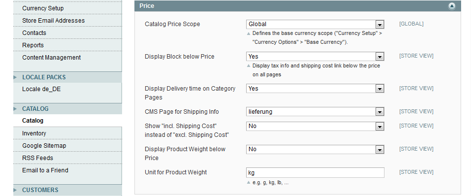 Price configuration