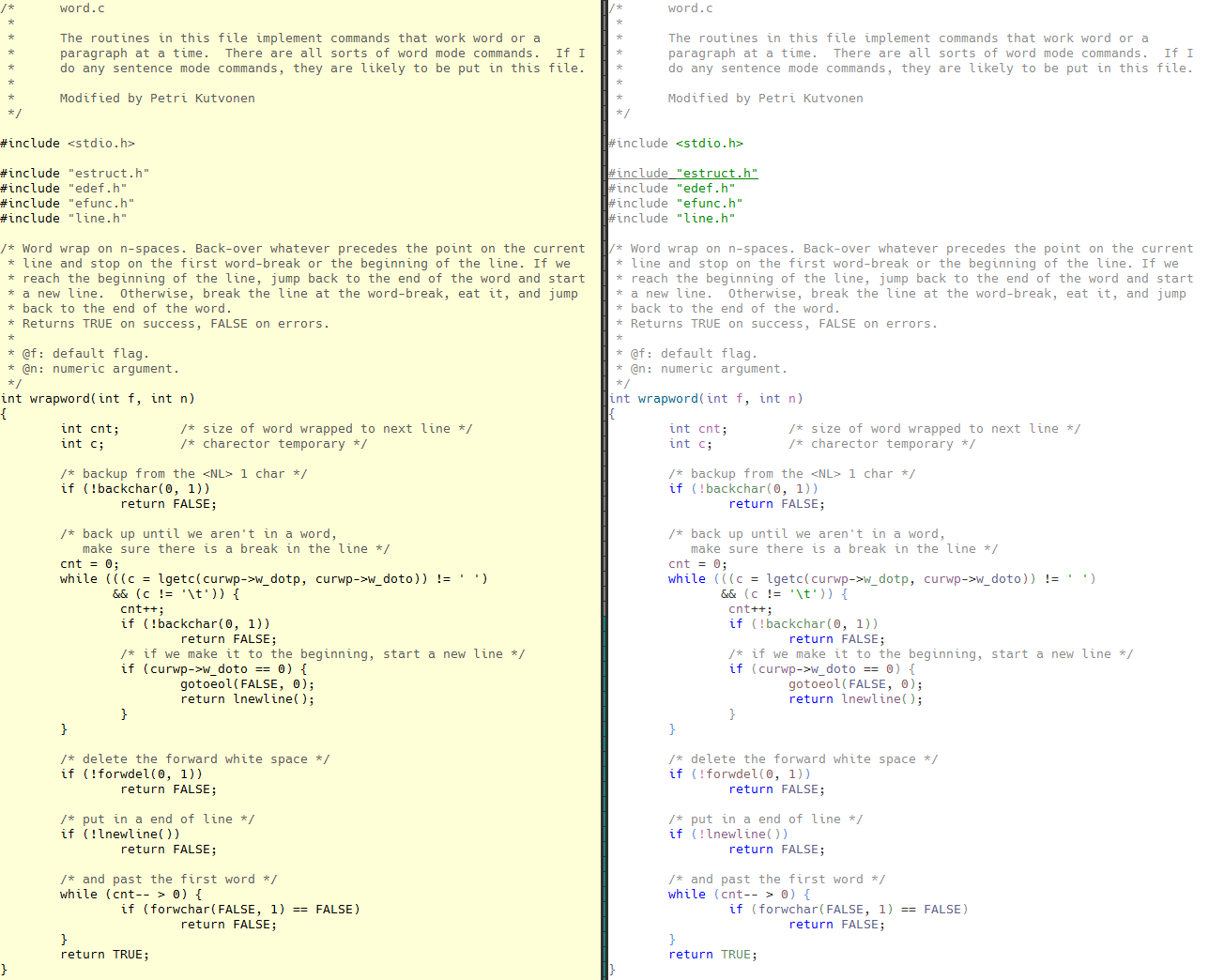 Light Compared to Emacs Syntax Highlighted