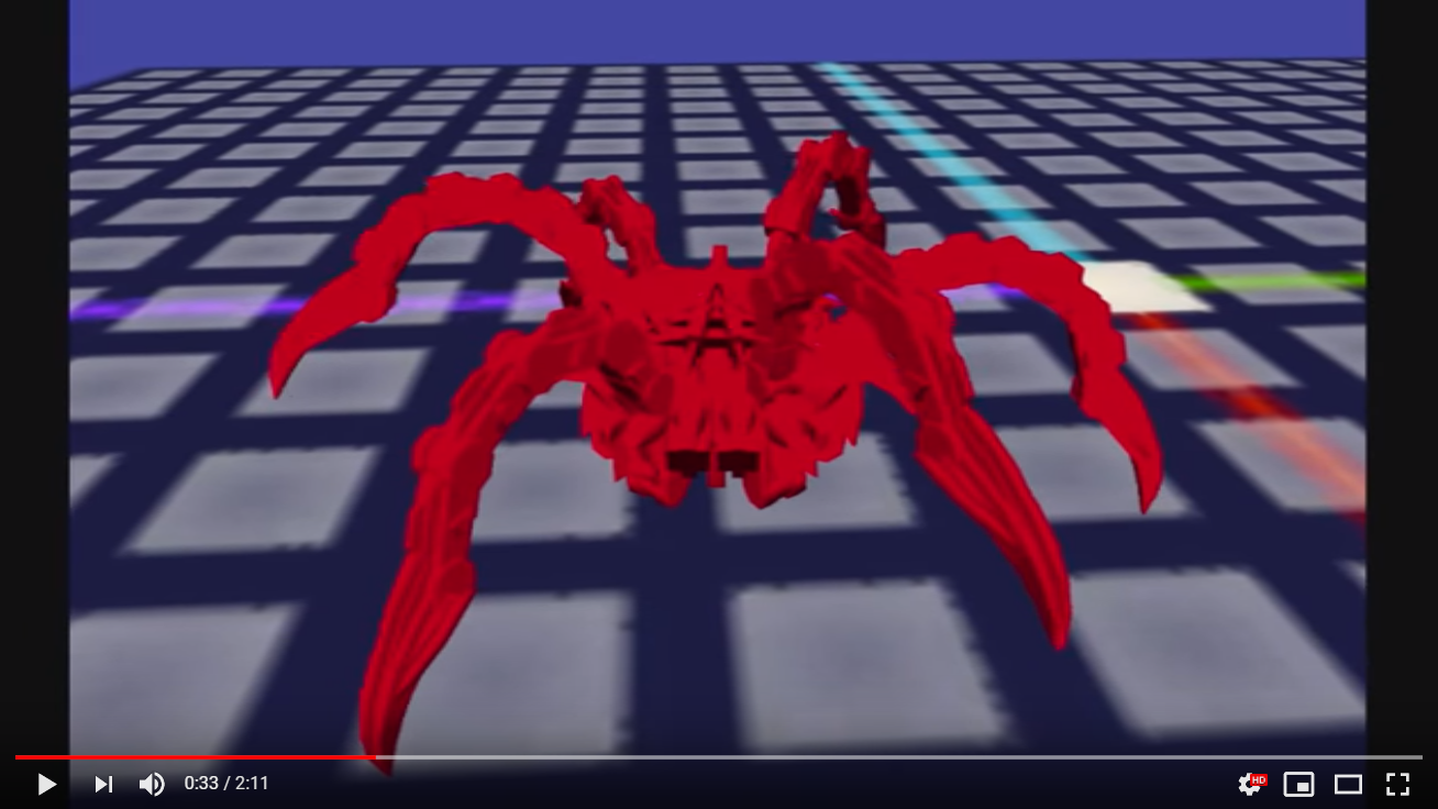 Video of a simulated hexapod walking