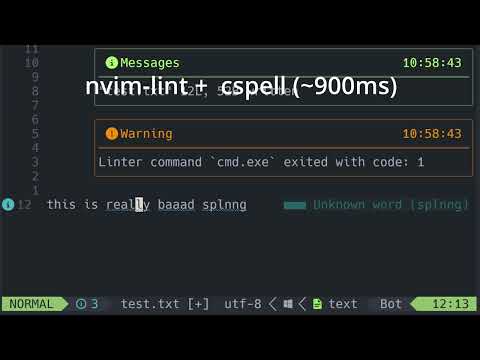 fastspell vs nvim-lint speed comparison (video)