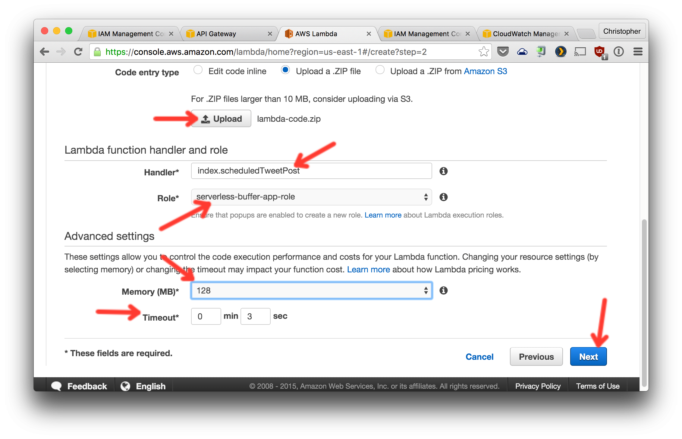 Skip AWS Lambda blueprint selection