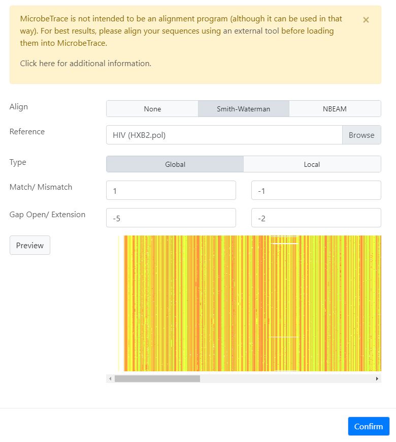  Settings before loading a FASTA file