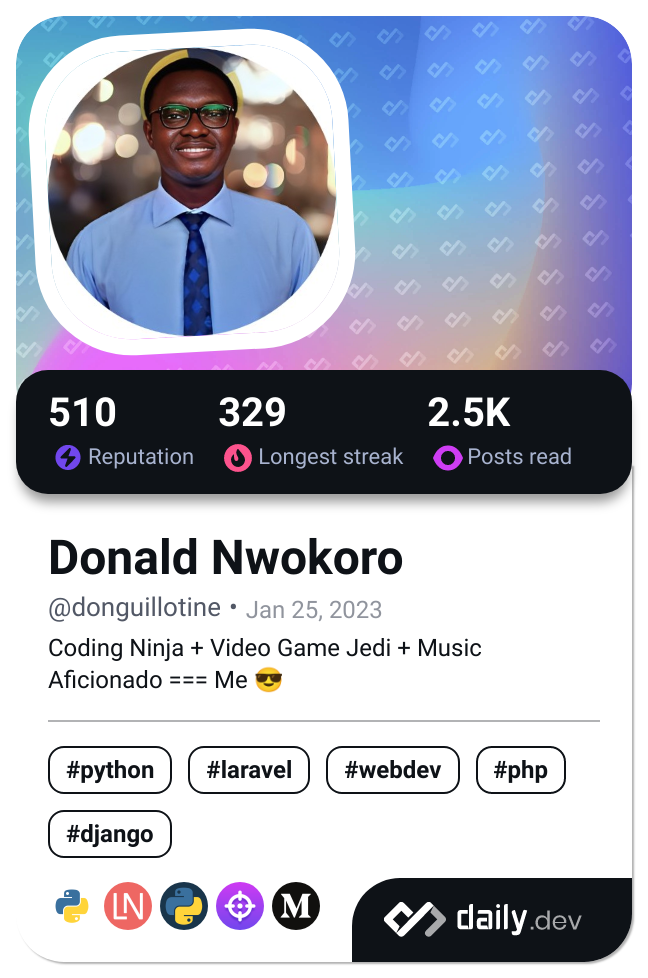 Donald Nwokoro's Dev Card