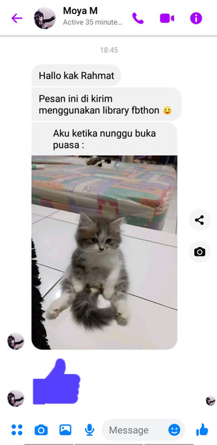 Contoh Cara mengirim chat dengan foto