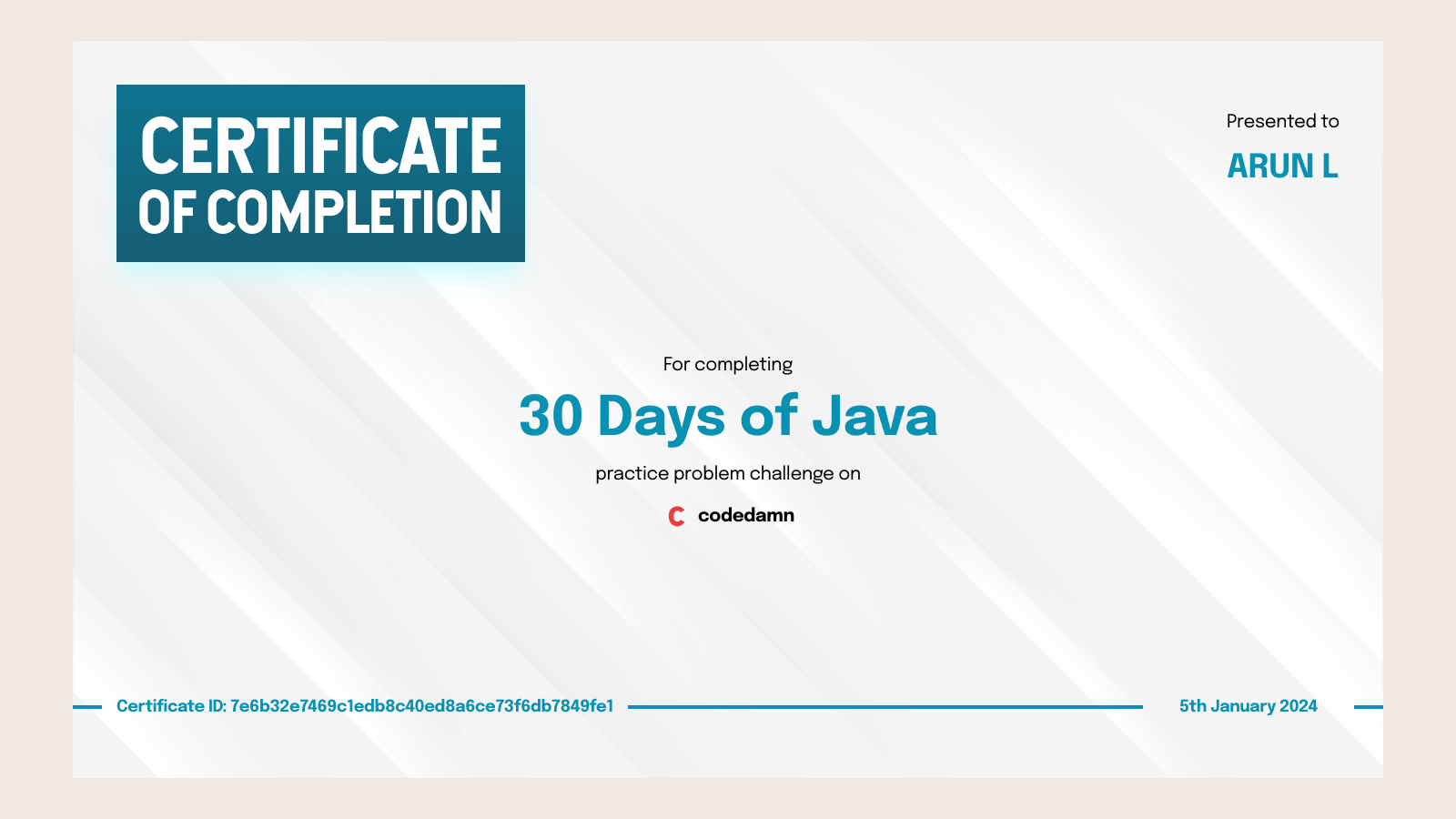 Course certificate for course on codedamn