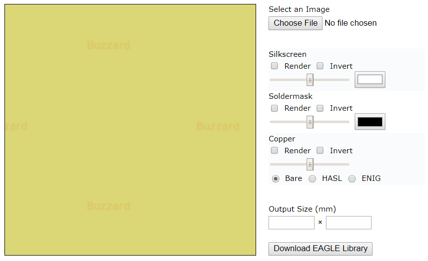 Image Importer Interface showing a preview canvas on the left and some form fields on the right