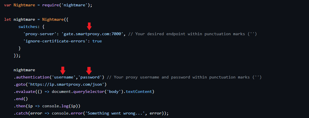 smartproxy nightmare http proxy configuration with username password authentication