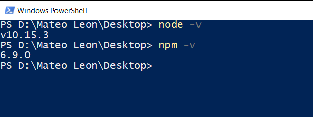 Node -v