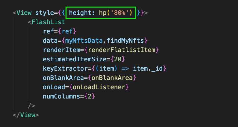 Added a fixed height in parent component of FlashList