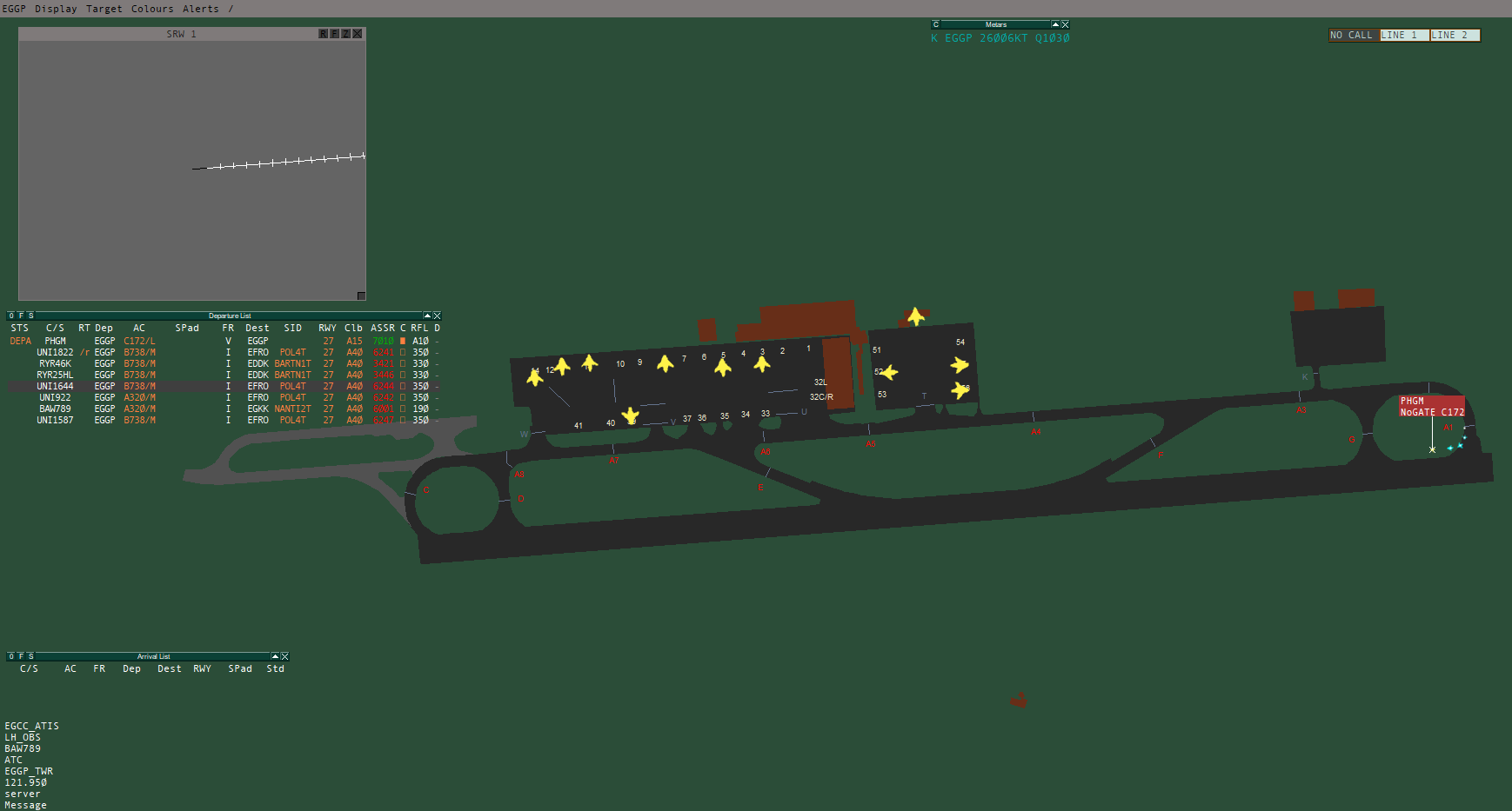 EGGP vSMR display - 11 aircraft with uncorrelated squawks