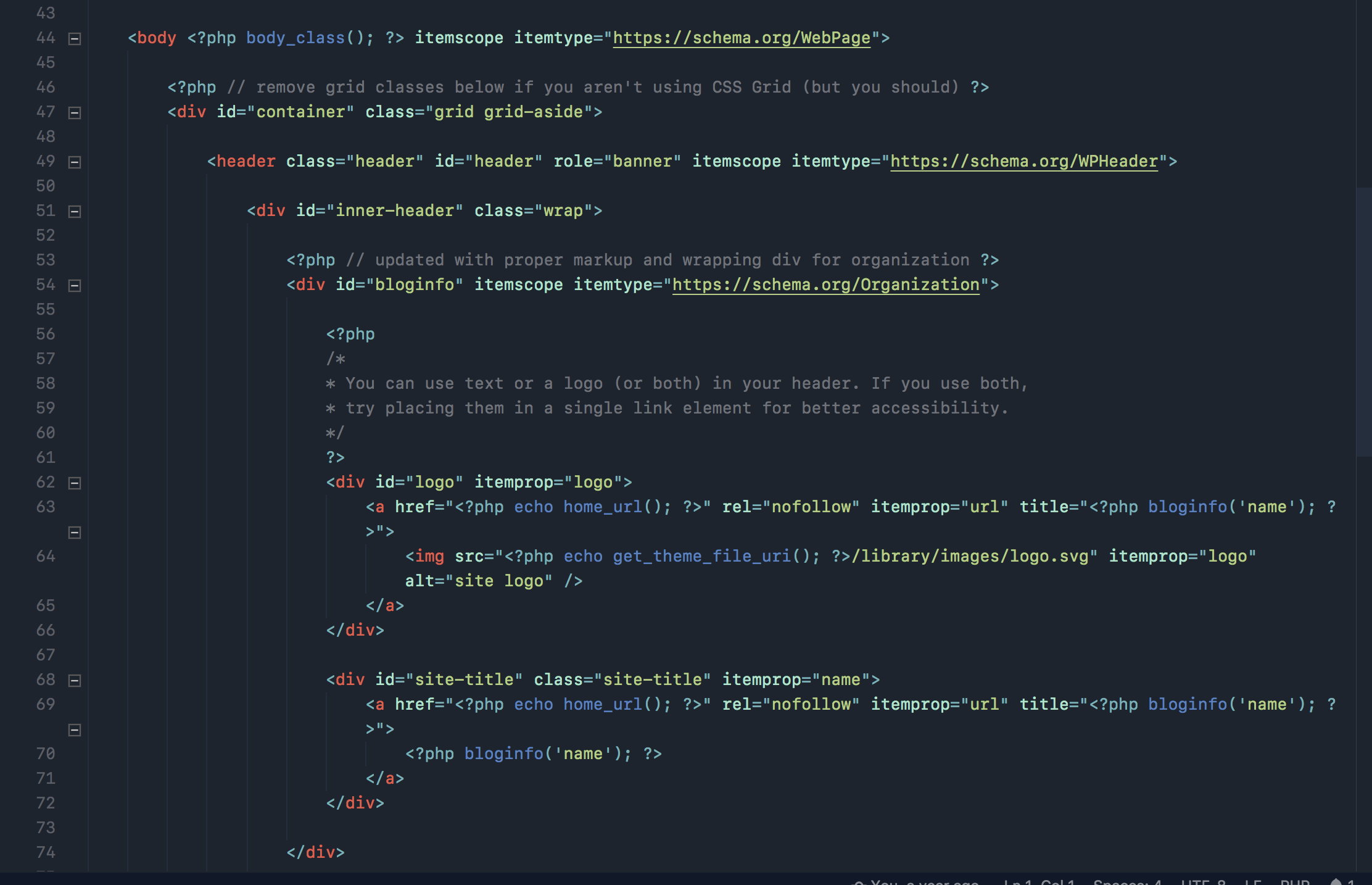 Bio Dark Theme: HTML/PHP