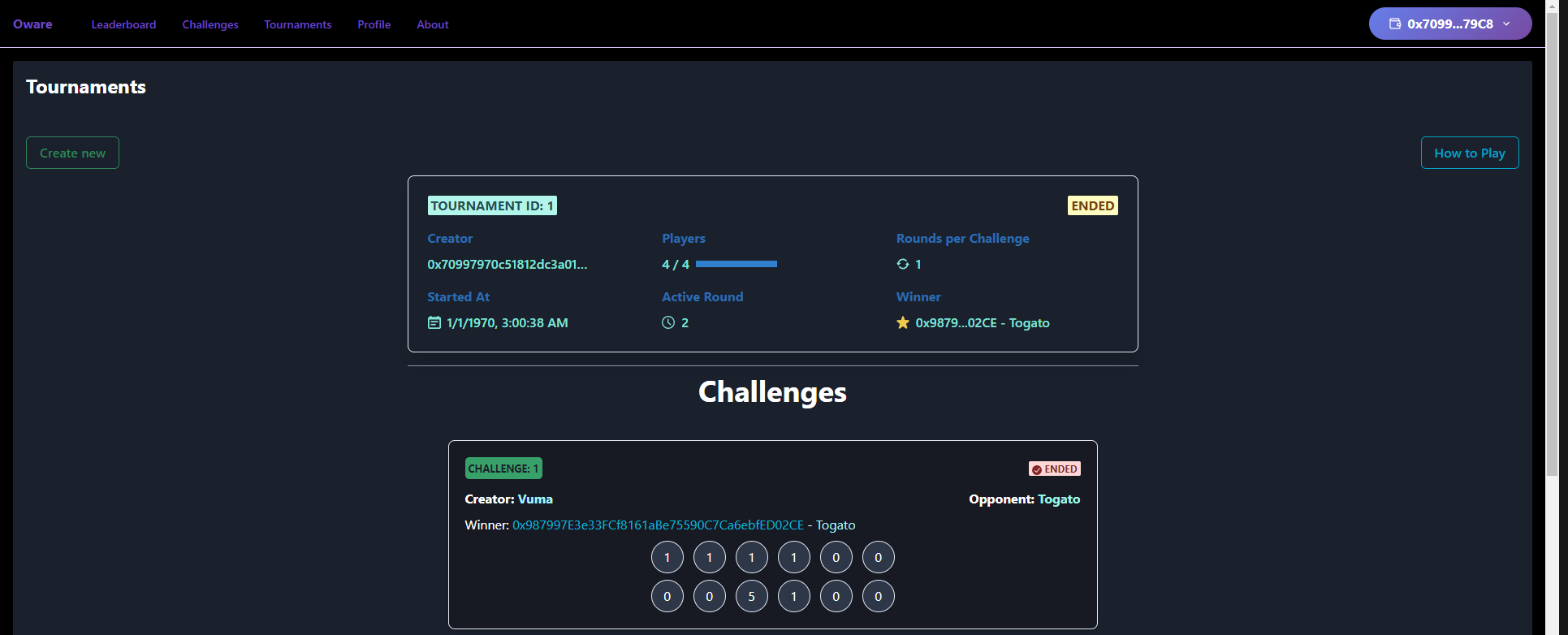 Tournament lobby and bracket visualization