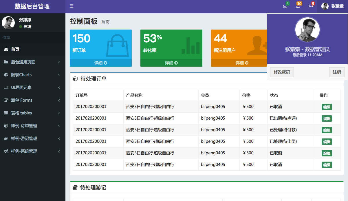 后台首页