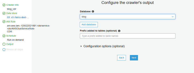 Add a database to the crawler