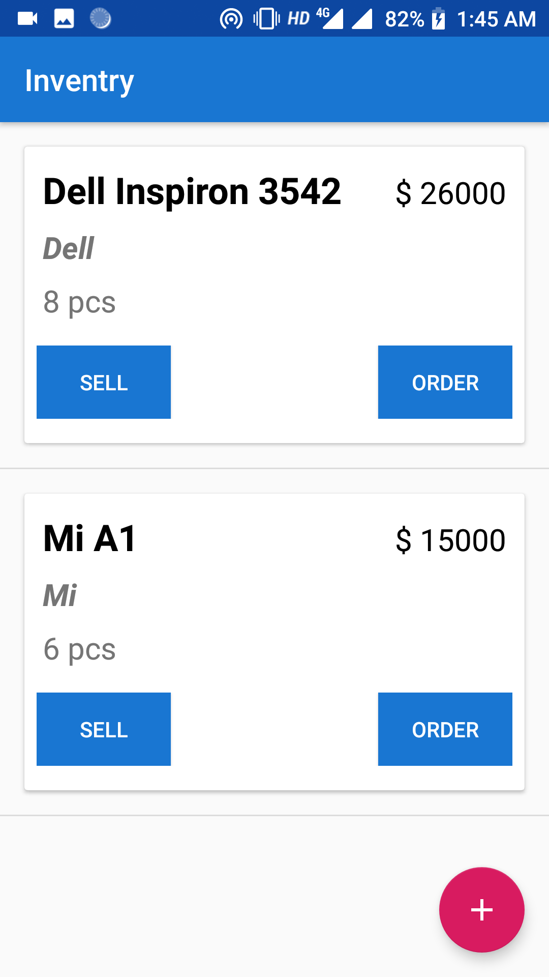 Inventry - Inventory App, Stage 2 [App Screenshot]