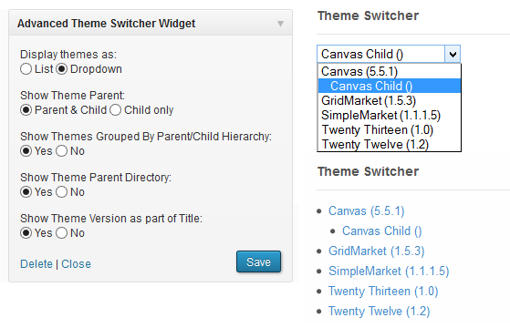 Enable your users to easily switch themes with a simple widget.