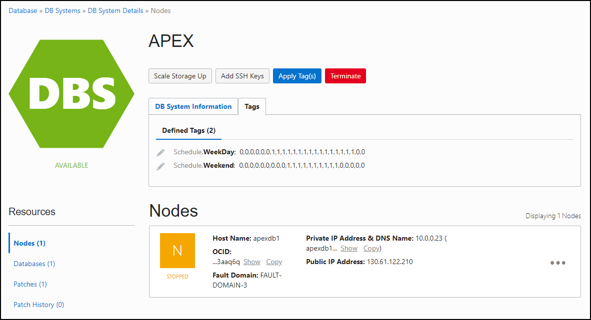 Power Off Example DB VM