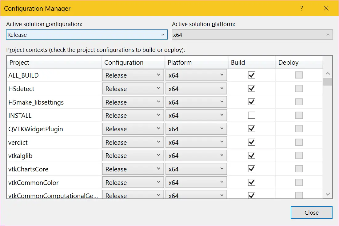 Configuration Manager of Visual Studio