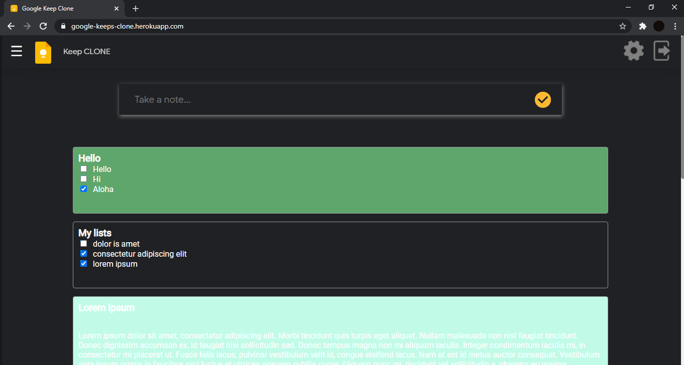 Google Keeps Clone demo
